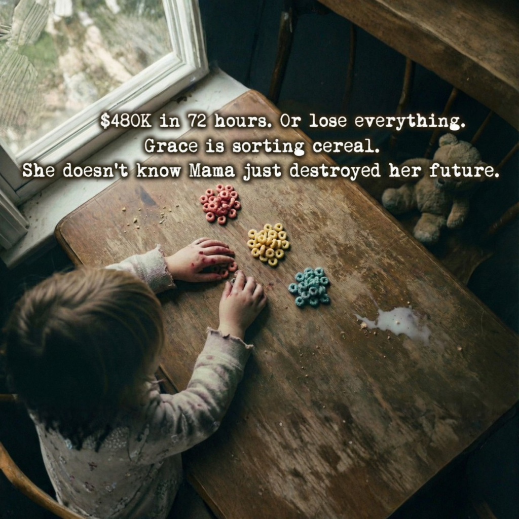 Child sorting colorful cereal on a wooden table with text overlay.