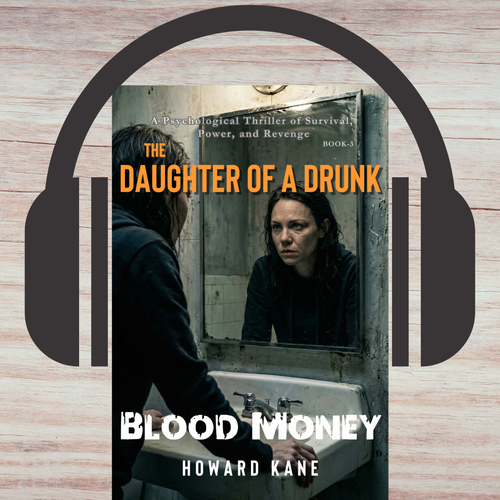 Book cover of 'The Daughter of a Drunk: Blood Money' by Howard Kane with a person looking into a mirror.