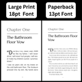 Comparison of large print and paperback text sizes on a page.