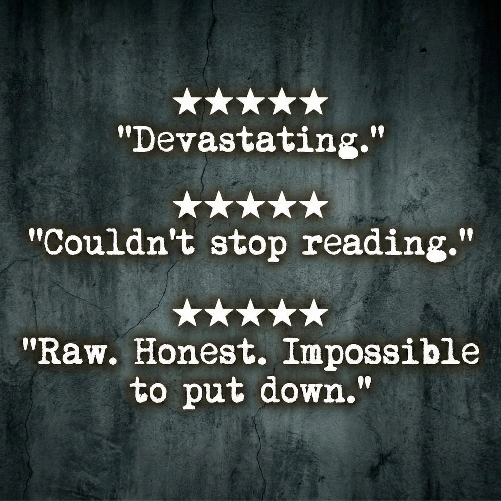 Text on a textured dark background with star ratings and phrases.